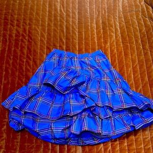 Maeve by Anthropologie periwinkle plaid teired riffle bubble skirt size 6